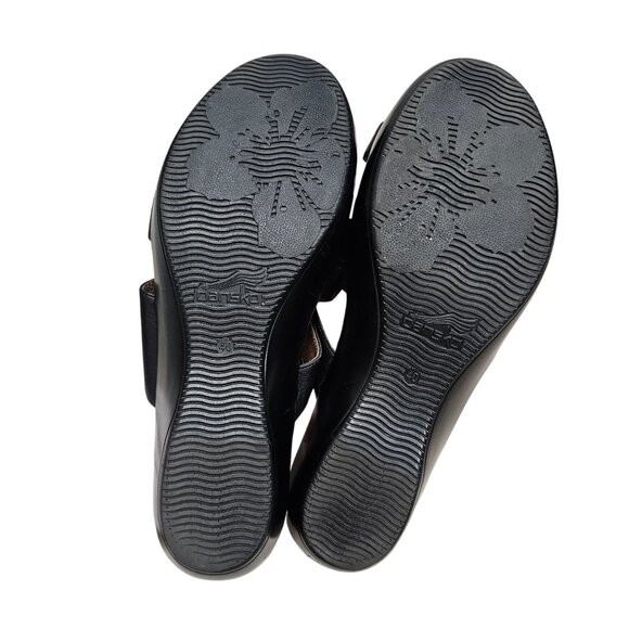 Dansko Womens Leather Platform Sandals Size 40 Hook Loop Straps Black Turquoise - Picture 5 of 14